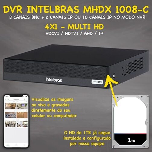 Kit DVR Intelbras 8 canais H.265 1TB 8 câmeras Full HD 20m - Image 2